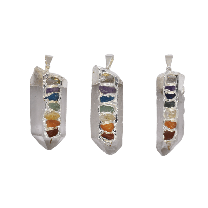 7 Stone Crystal Quartz Point Pendant SP