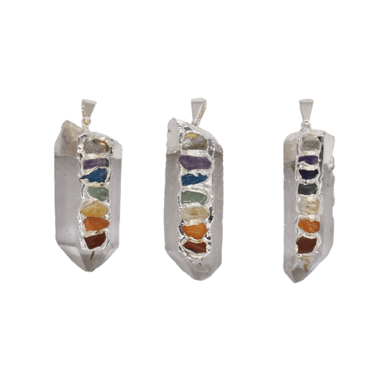 7 Stone Crystal Quartz Point Pendant SP