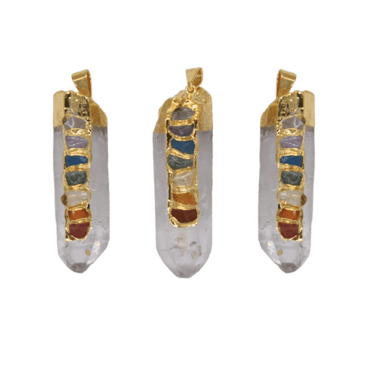 7 Stone Crystal Quartz Point Pendant